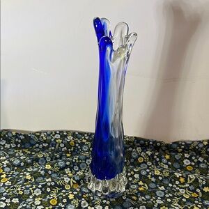 Vintage Japanese Blue and Clear swung bud vase